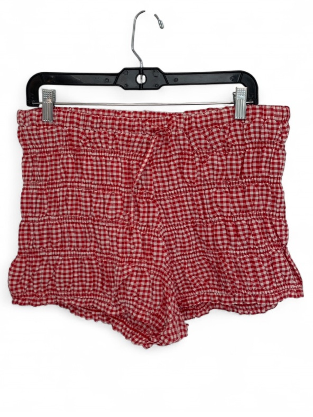 Sugar Kiss Red Gingham Smocked High Waisted Shorts - Picture 1 of 9